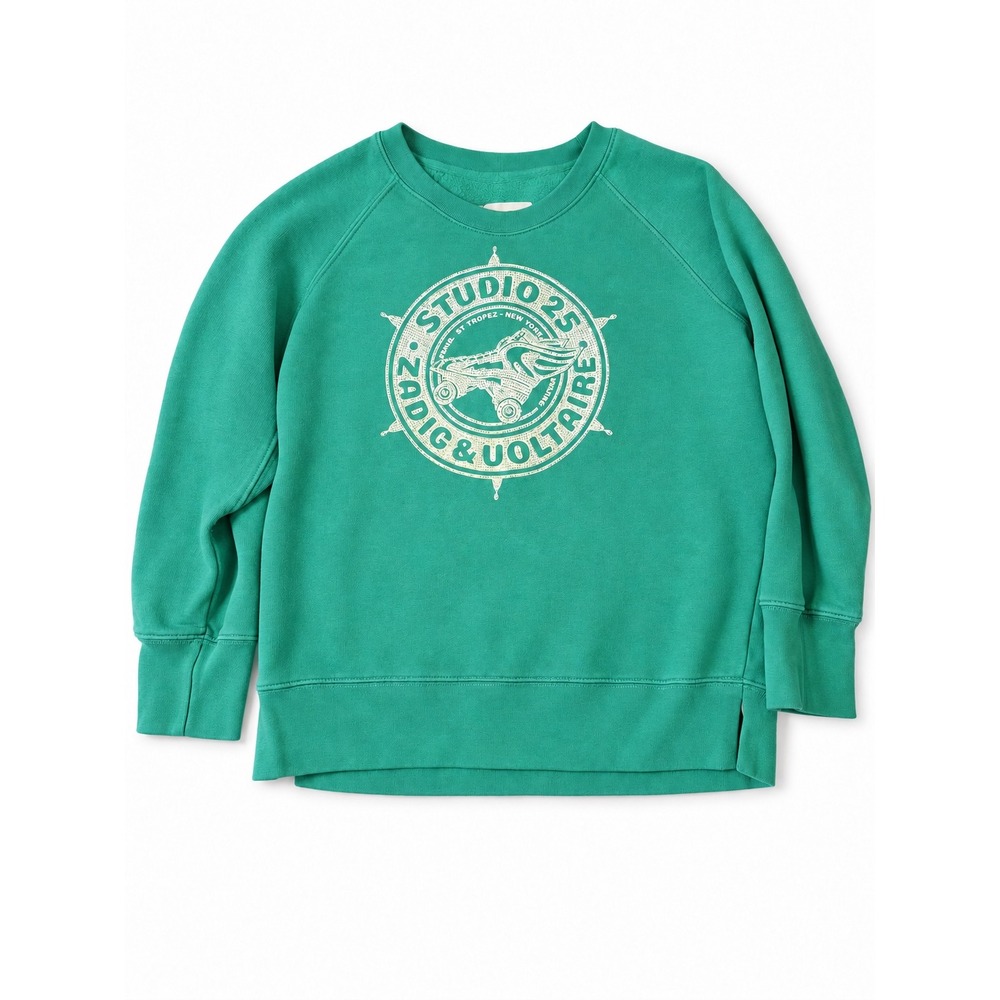 Zadig & Voltaire Cameron Studio 25 Green Cotton Graphic Sweatshirt Womens Small